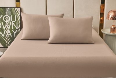 Комплект постельных принадлежностей, простыня на резинке Борт 25 + 2 наволочки 70*70 мокко мокко